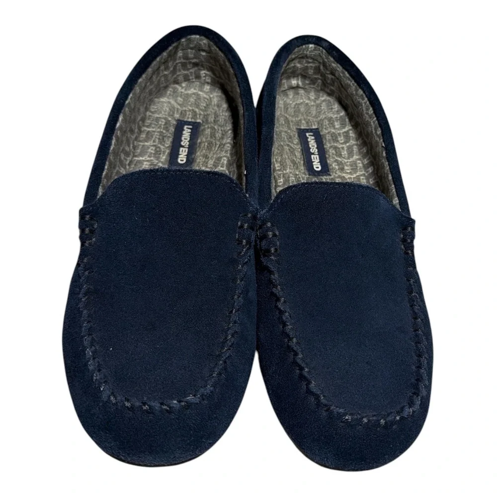 Lands end slip on suede moccasin flannel lined indoor / outdoor by lands end 8